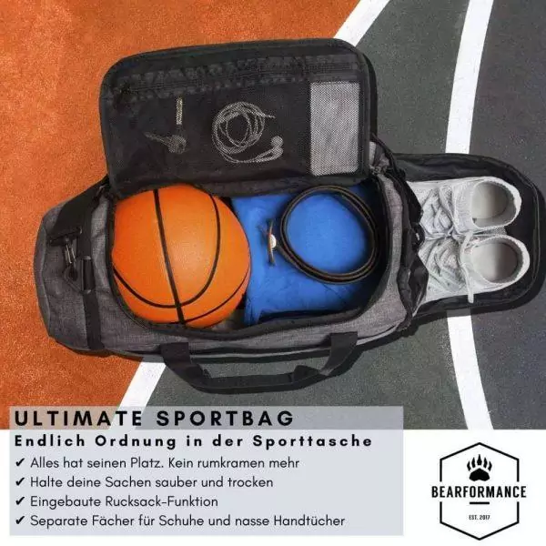 Bearformance Ultimate Sportbag Schuhfach Nassfach Rucksackfunktion
